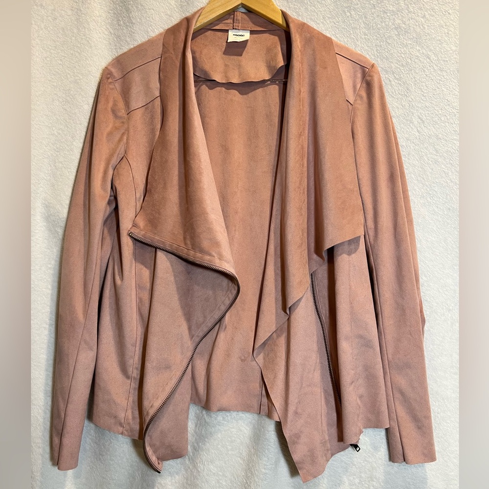 Blush faux suede lightweight jacket